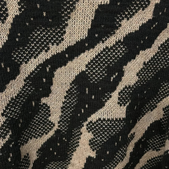 M. Mantogne Men’s (M) Black Tan 3D Knit Neutral Crewneck Sweater Vintage 80’s - Picture 4 of 5